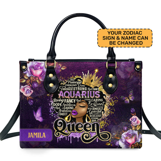 Zodiac Queen - Personalized Leather Handbag SBLHBLM1384L