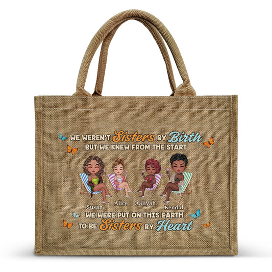 Sisters By Heart - Personalized Jute Tote Bag