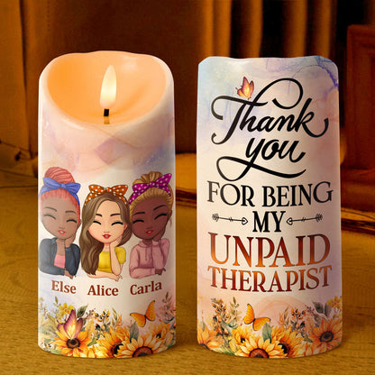 Thank You For Being My Unpaid Therapist - Personalized Flameless LED Candle