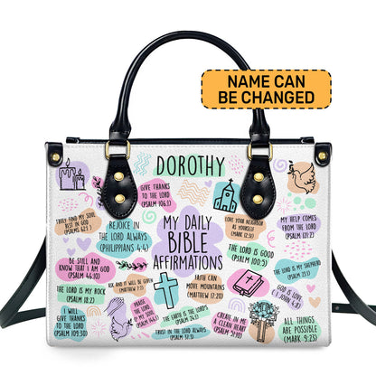 My Daily Bible Affirmations - Personalized Leather Handbag SBLHB26