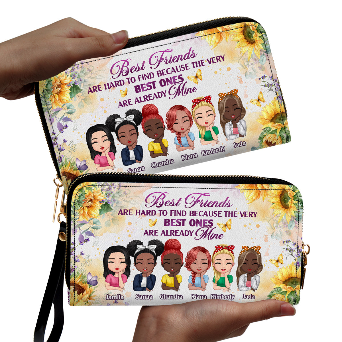 Best Friends Are Hard To Find - Personalized Leather Clutch Purse