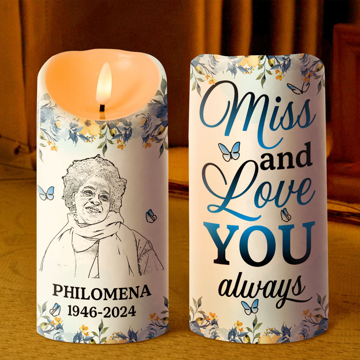 Miss And Love You Always - Personalized Flameless LED Candle