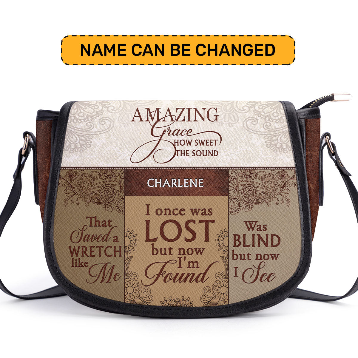 Amazing Grace- Personalized Leather Saddle Cross Body Bag MB49