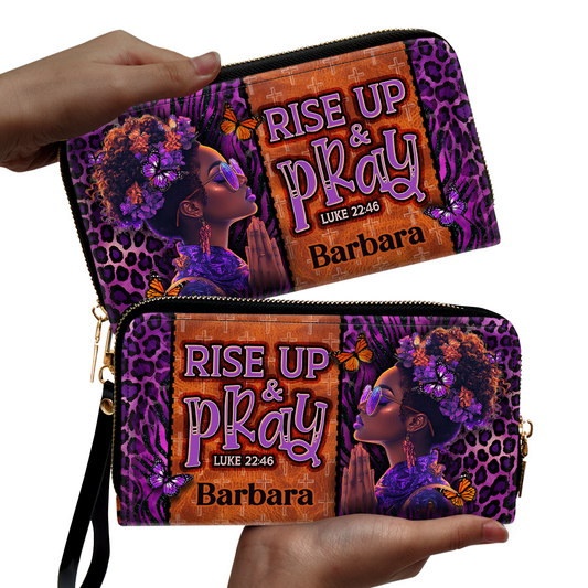 Rise Up And Pray - Personalized Leather Clutch Purse SBCPLM2609D