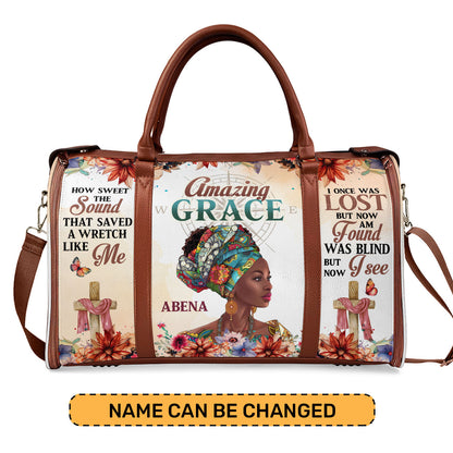 Amazing Grace How Sweet The Sound - Personalized Leather Duffle Bag SBDFLM1265TA