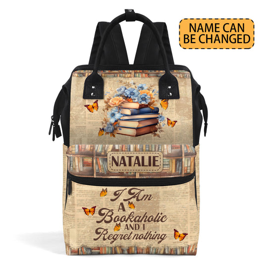 I Am A Bookaholic And I Regret Nothing - Personalized Duckbilled Backpack SBDBPLN1278D