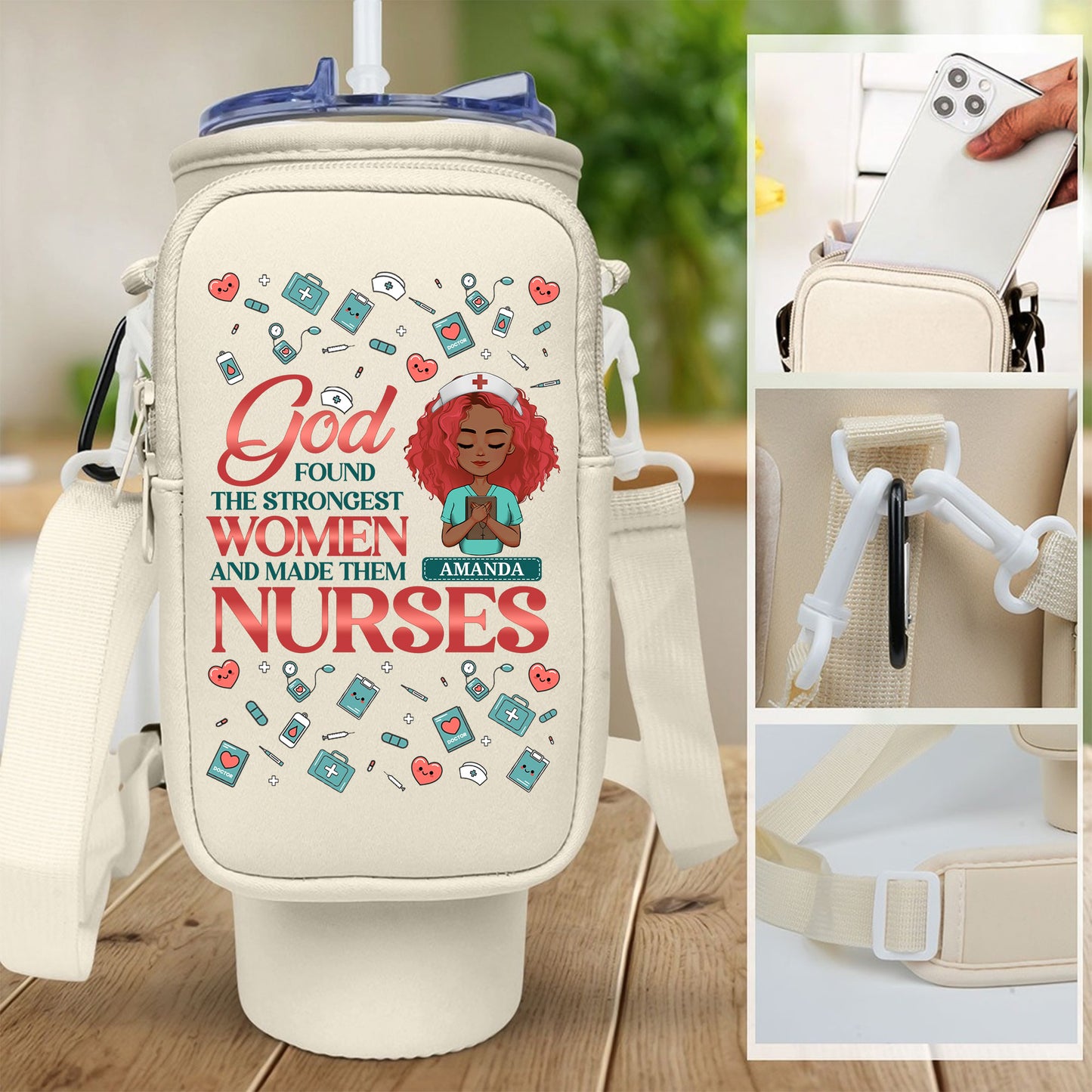 God Found The Strongest Women And Made Them Nurses - Personalized Tumbler Holder Bag