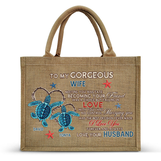 Meeting You Was Fate - Personalized Jute Tote Bag