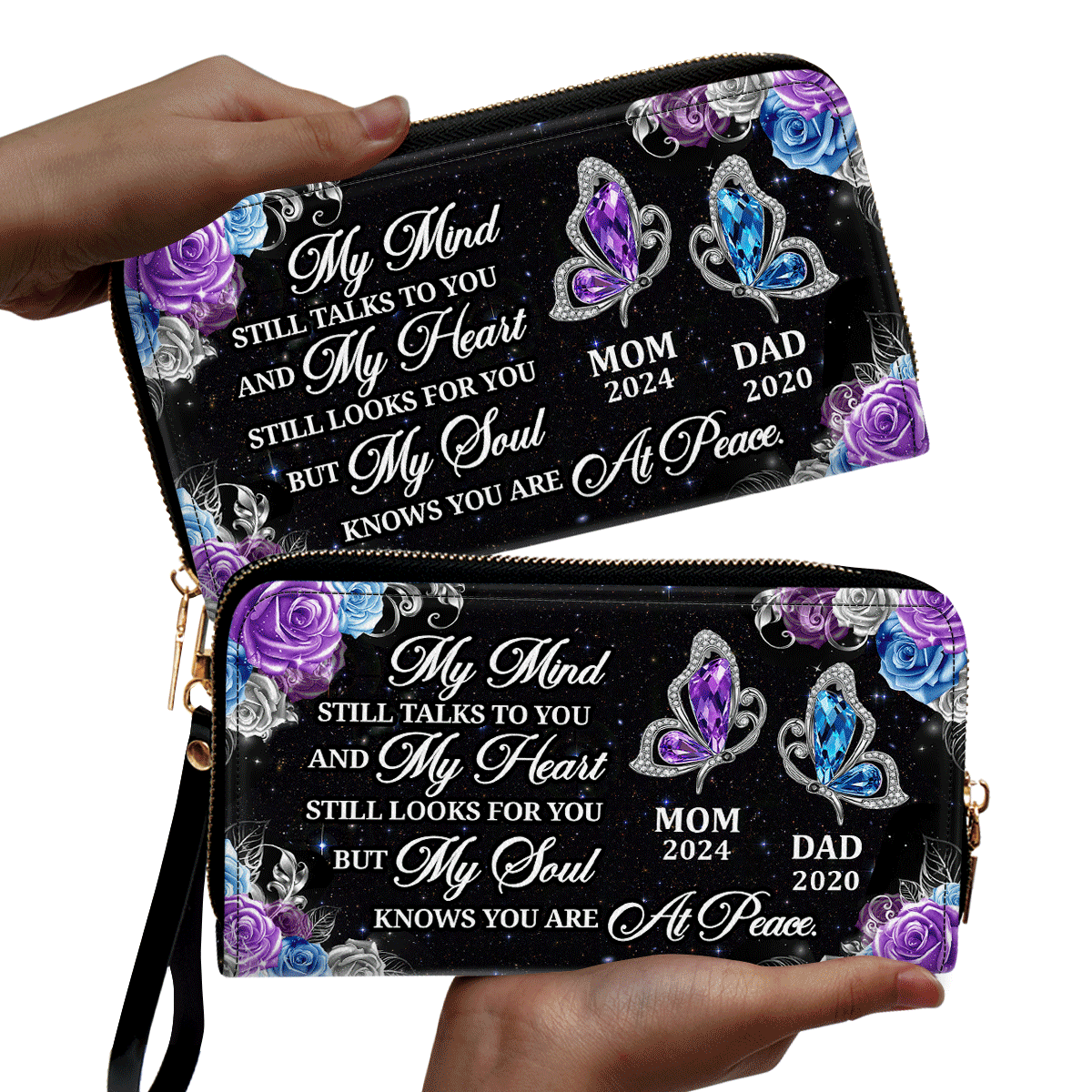 My Mind Still Talks To You - Personalized Leather Clutch Purse