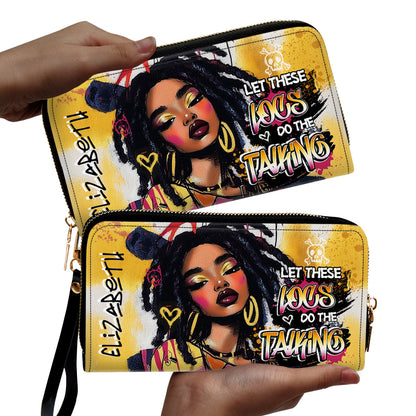 Let These Locs Do The Talking - Personalized Leather Clutch Purse