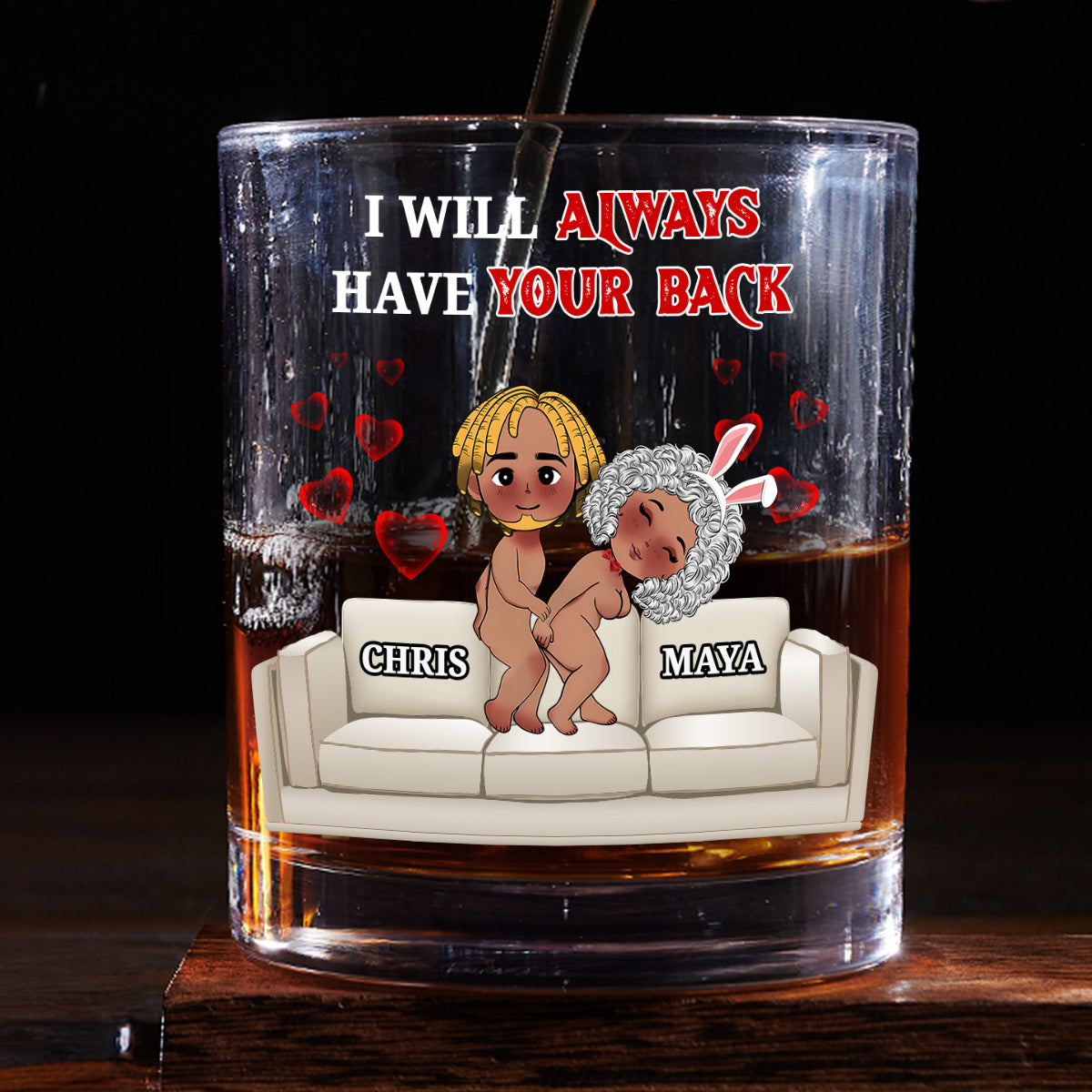 I Promise To Always Be By Your Side - Personalized Round Whiskey Glass