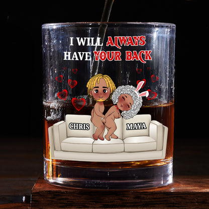 I Promise To Always Be By Your Side - Personalized Round Whiskey Glass