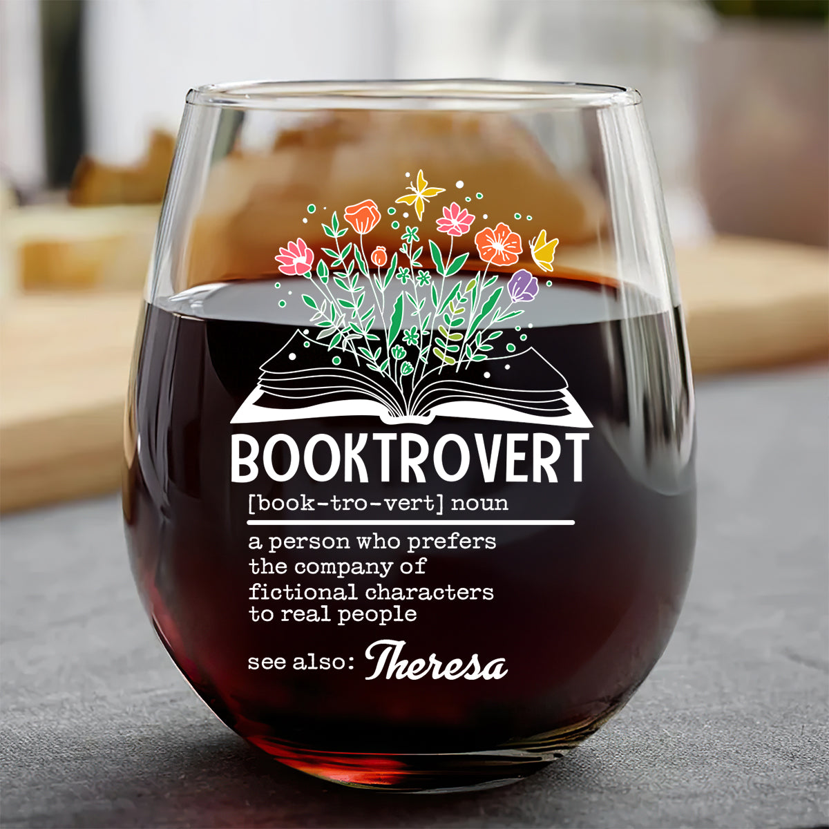 Booktrovert - Personalized Stemless Wine Glass