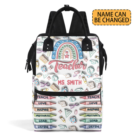 Teacher Rainbow - Personalized Duckbilled Backpack SBDBPLN992L