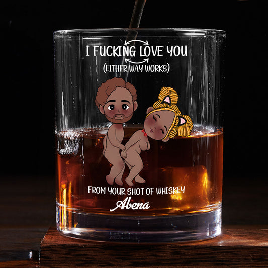 I Love You - Personalized Round Whiskey Glass