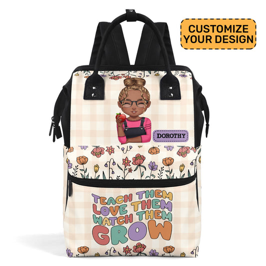 Teach Them Love Them Watch Them Grow - Personalized Duckbilled Backpack SBDBPLN1687D