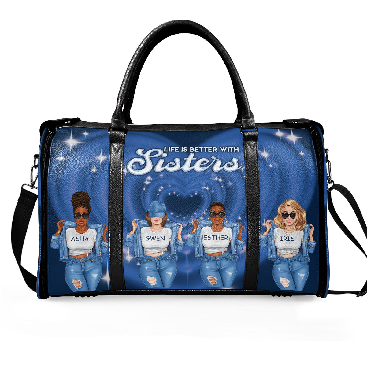 Life Is Better With Sisters - Personalized Leather Duffle Bag