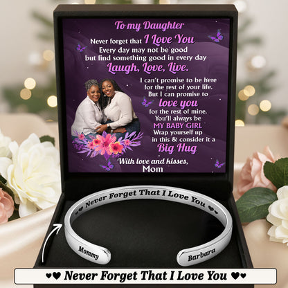Never Forget That I Love You - Personalized Cuff Bangle Bracelet With Box
