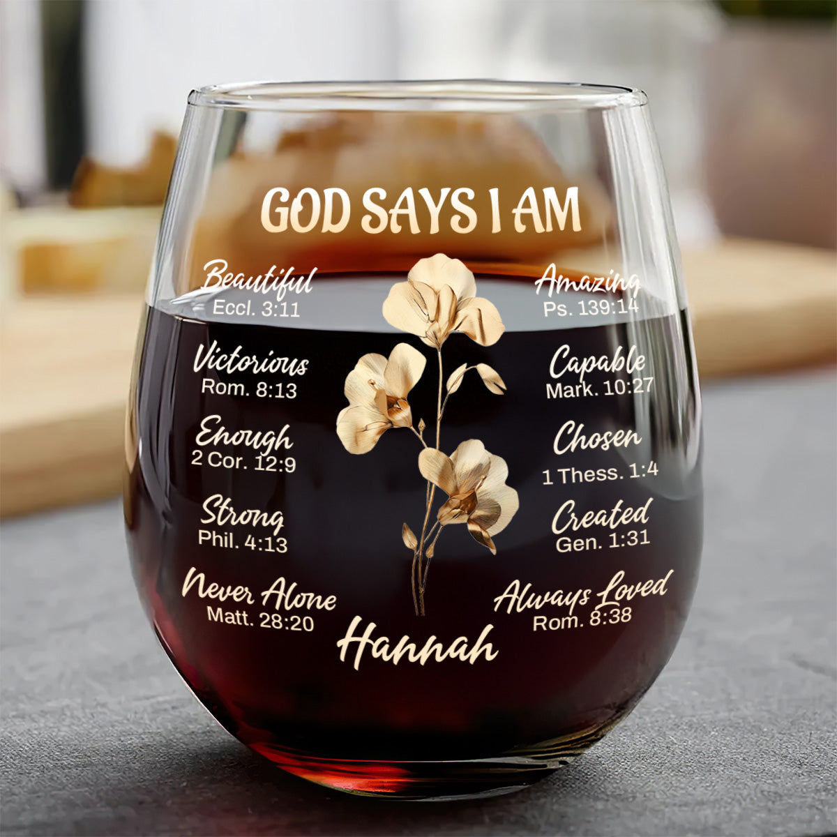 God Says You Are - Personalized Stemless Wine Glass