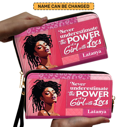 Power Of A Girl With Locs - Personalized Leather Clutch Purse STB86