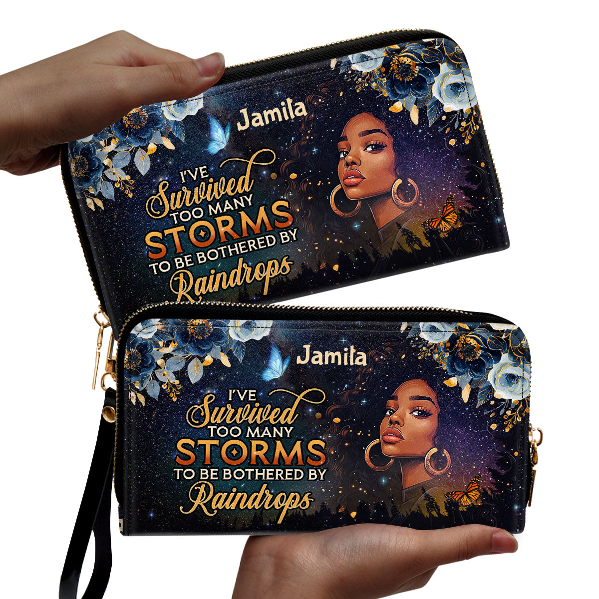 I've Survived Too Many Storms - Personalized Leather Clutch Purse SBCPLHA2419T