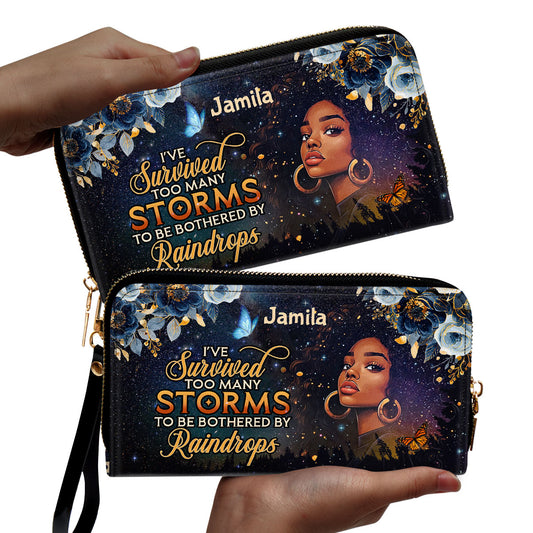 I've Survived Too Many Storms - Personalized Leather Clutch Purse SBCPLHA2419T