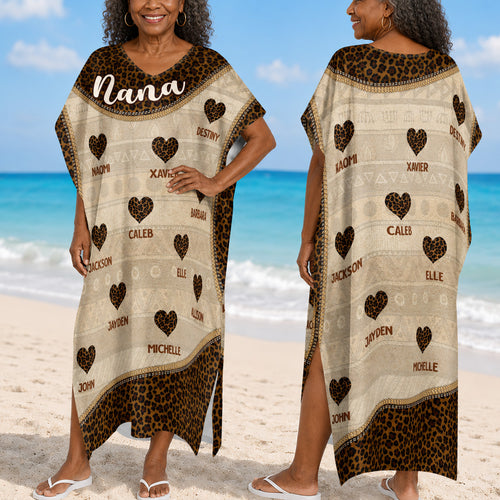 Grandma Animal Heartprints - Personalized Kaftan Dress