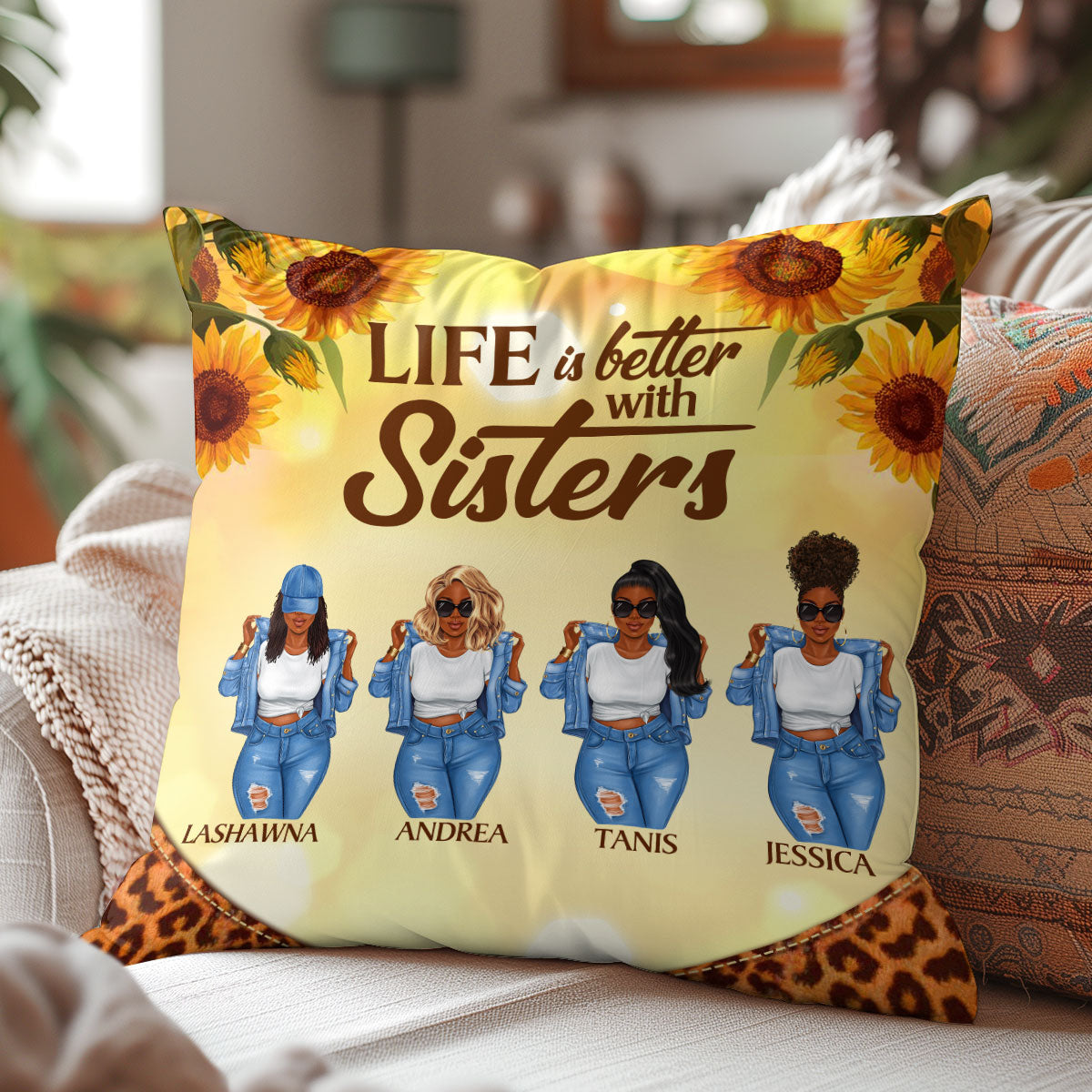 Life Is Better With Sisters - Personalized Pillow