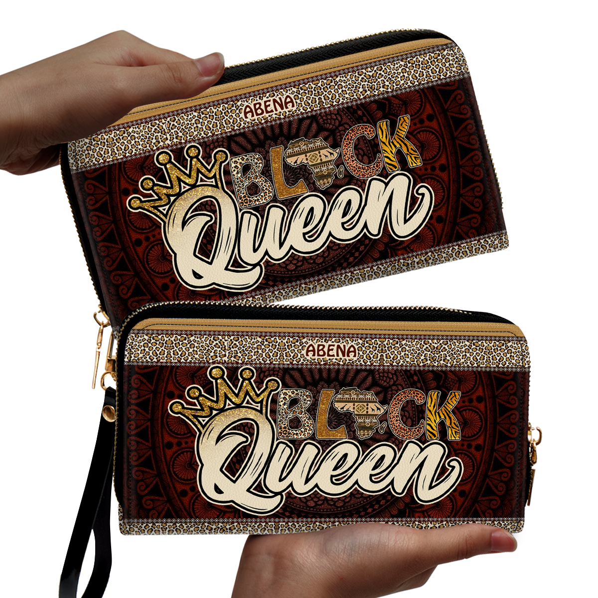 Black Queen - Personalized Leather Clutch Purse