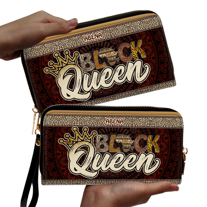 Black Queen - Personalized Leather Clutch Purse