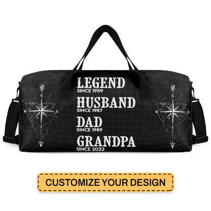 Legend Husband Dad Grandpa - Personalized Minimalist Duffle Bag SBMDBN52