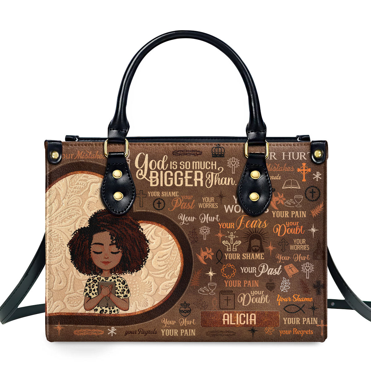 God Is So Much Bigger Than - Personalized Leather Handbag SBLHBLM2311T