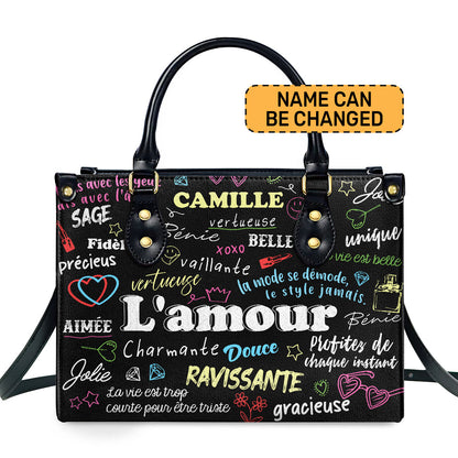 La Vie Est Belle - Personalized Leather Hand Bag SBLHBHA25