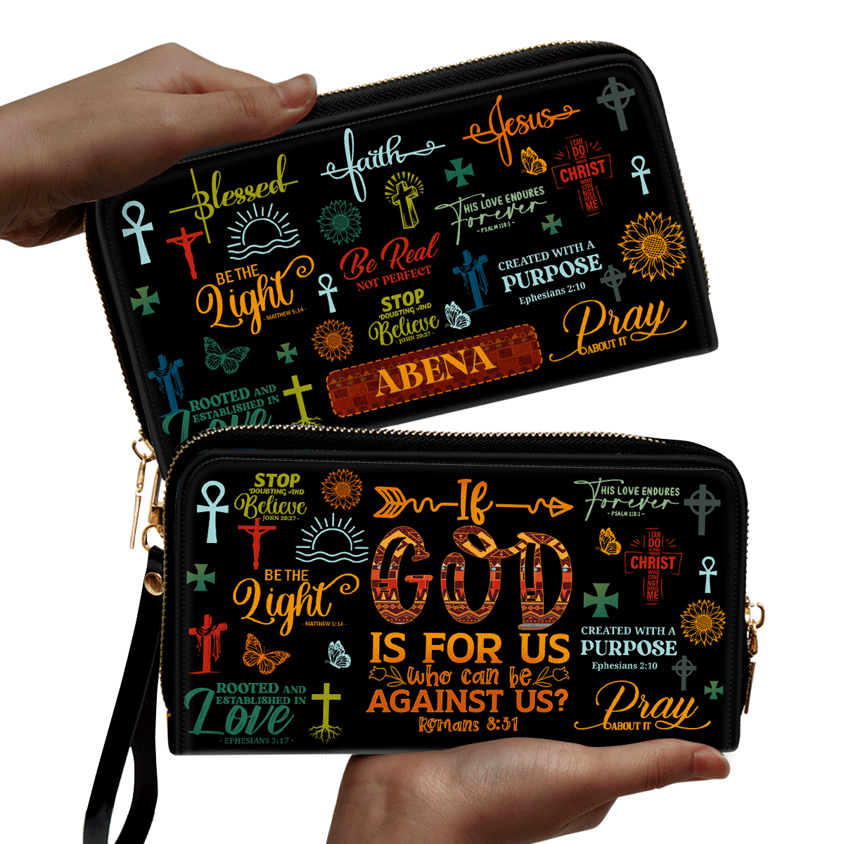 If God Is For Us - Personalized Leather Clutch Purse