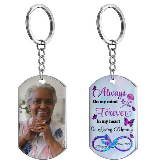 Always On My Mind Forever In My Heart - Personalized Stainless Steel Keychain