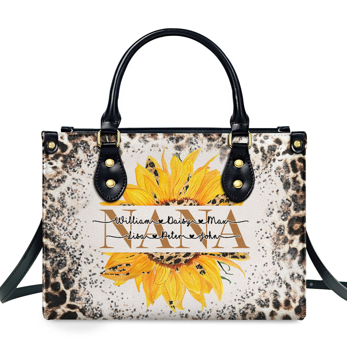 Nana Sunflower - Personalized Leather Handbag SBLHBLL1955D