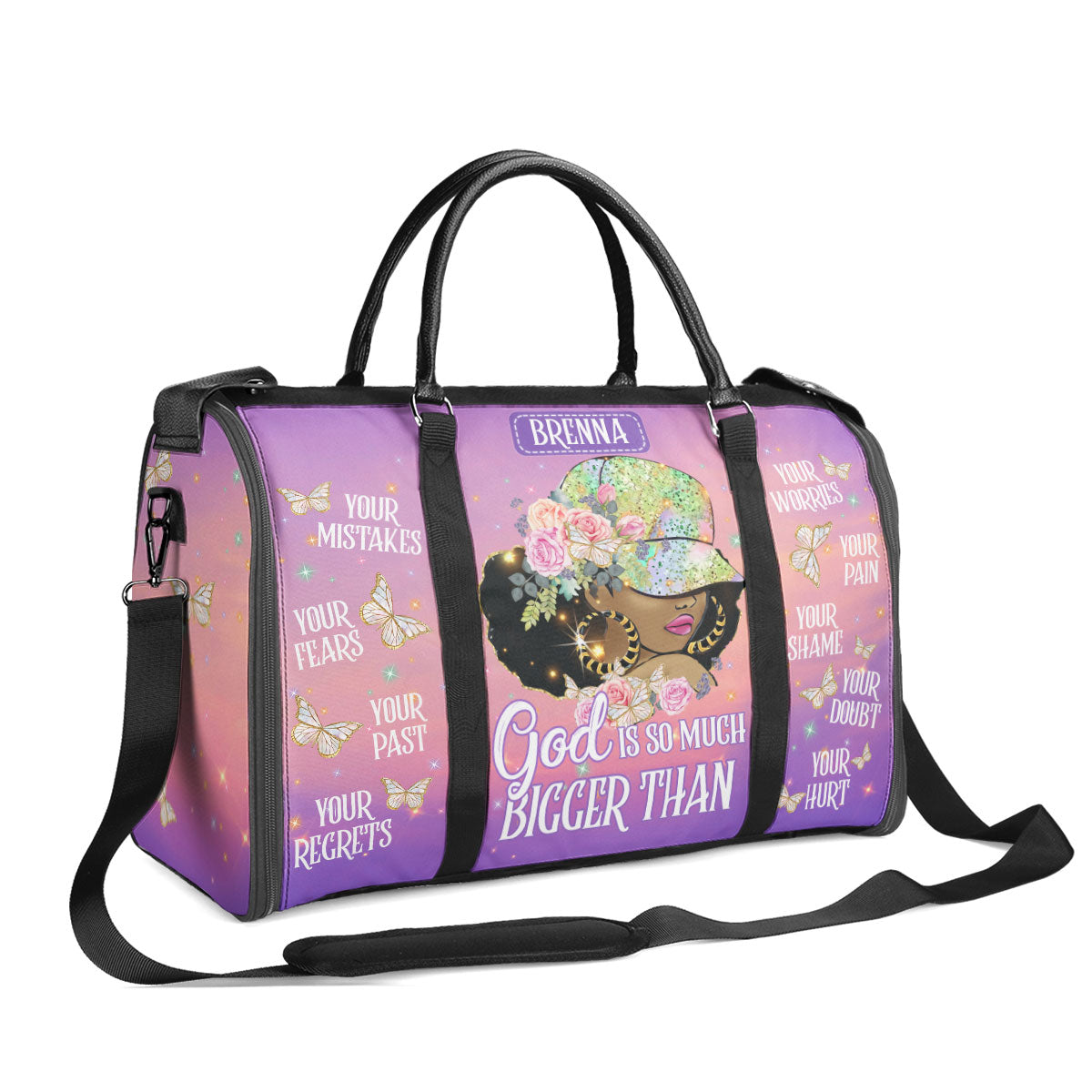 God Is So Much Bigger Than - Personalized Leather Duffle Bag SBDFLN1269TA