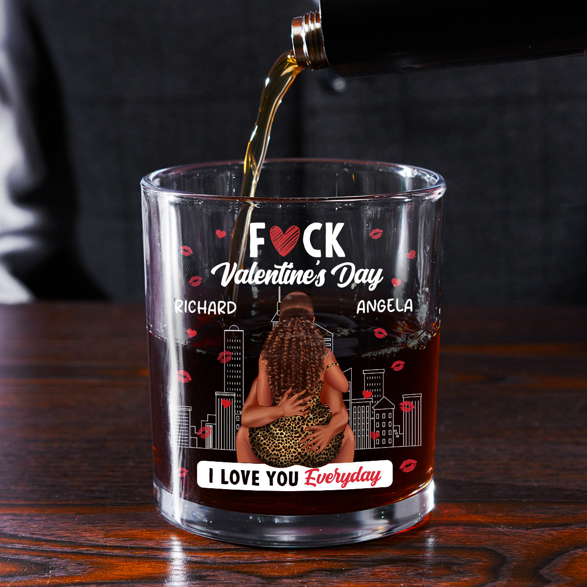 I Love You Everyday - Personalized Round Whiskey Glass