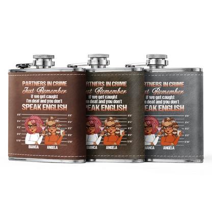 Partners In Crime - Personalized Leather Flask