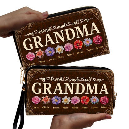 Blessed To Be Called Grandma - Personalized Leather Clutch Purse SBCPLTU2571D