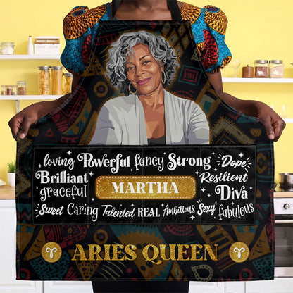 A Zodiac Queen - Personalized Apron With Pocket