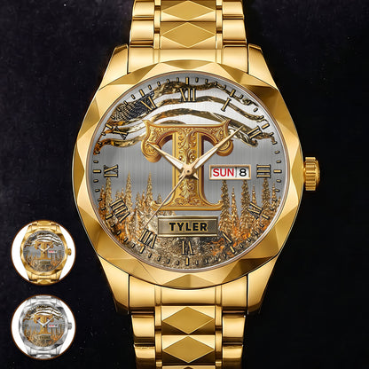 Name Initial Alphabet - Personalized Men's Wrist Watch