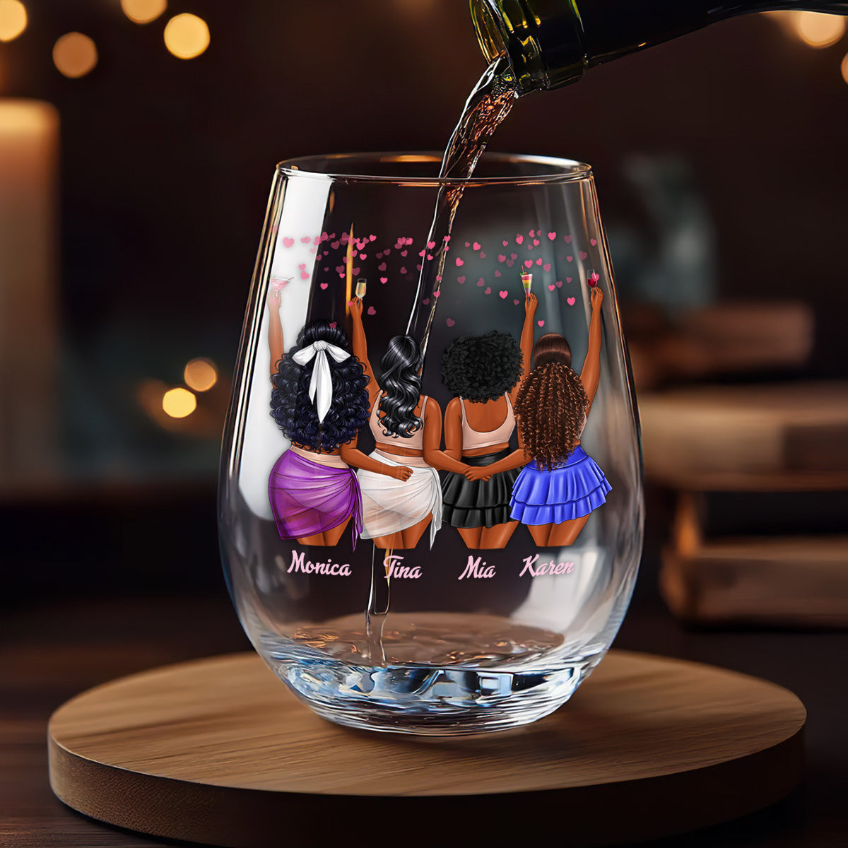 Hangovers Are Temporary Drunk Stories Are Forever - Personalized Stemless Wine Glass