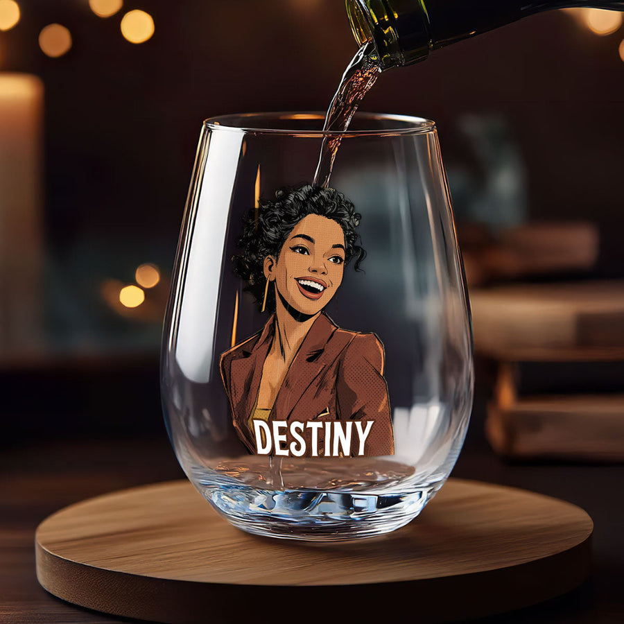 Three personalized Queen glasses for August, September and October