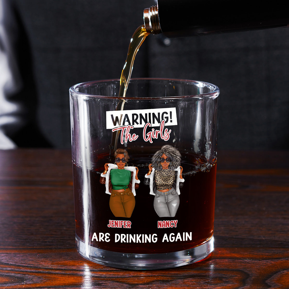 Warning The Girls Are Drinking Again - Personalized Round Whiskey Glass