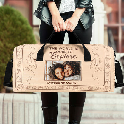 The World Is Ours To Explore - Personalized Minimalist Duffle Bag SBMDBHA39