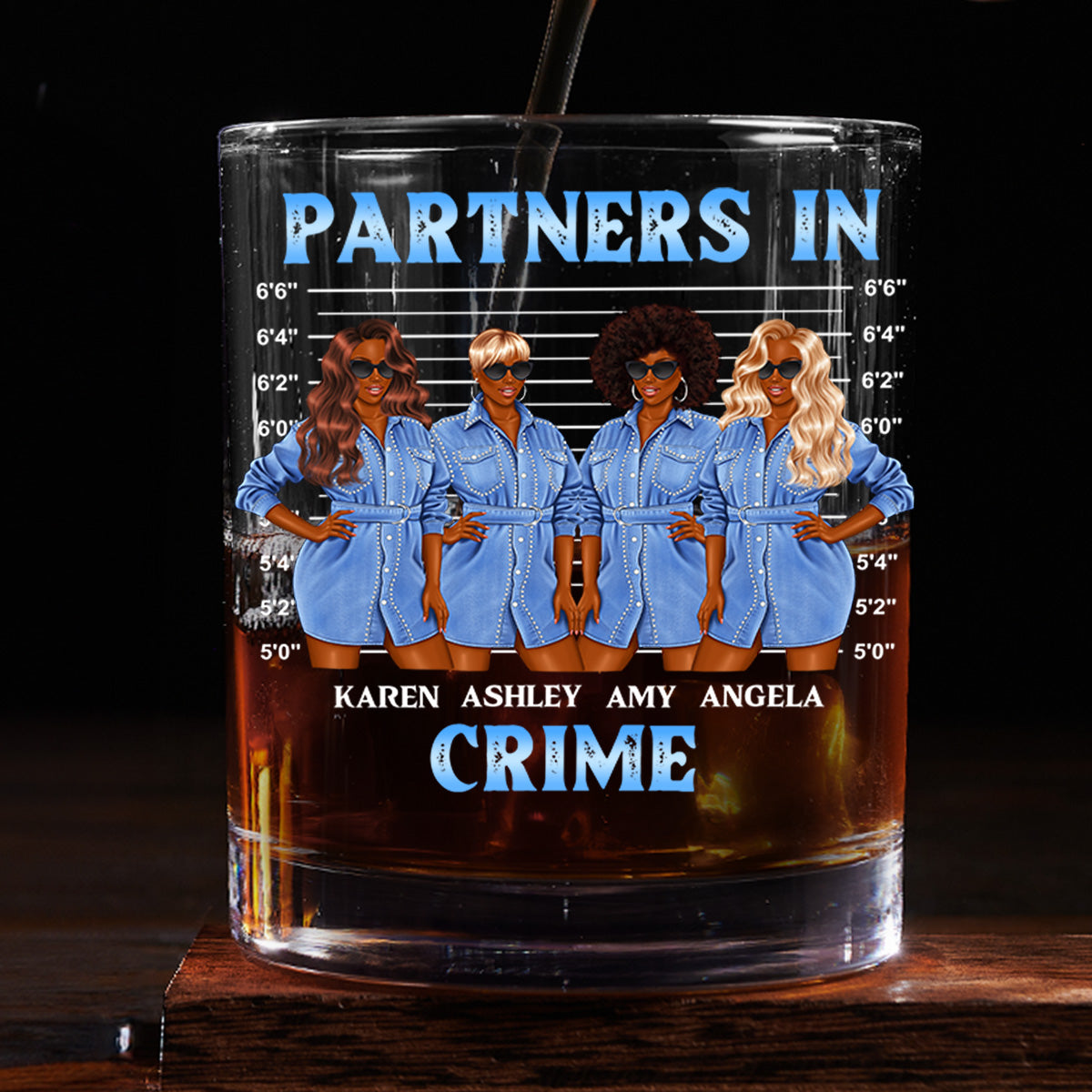 Partners In Crime - Personalized Round Whiskey Glass