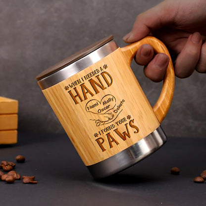 When I Needed A Hand I Found Your Paw - Personalized Stainless Bamboo Mug