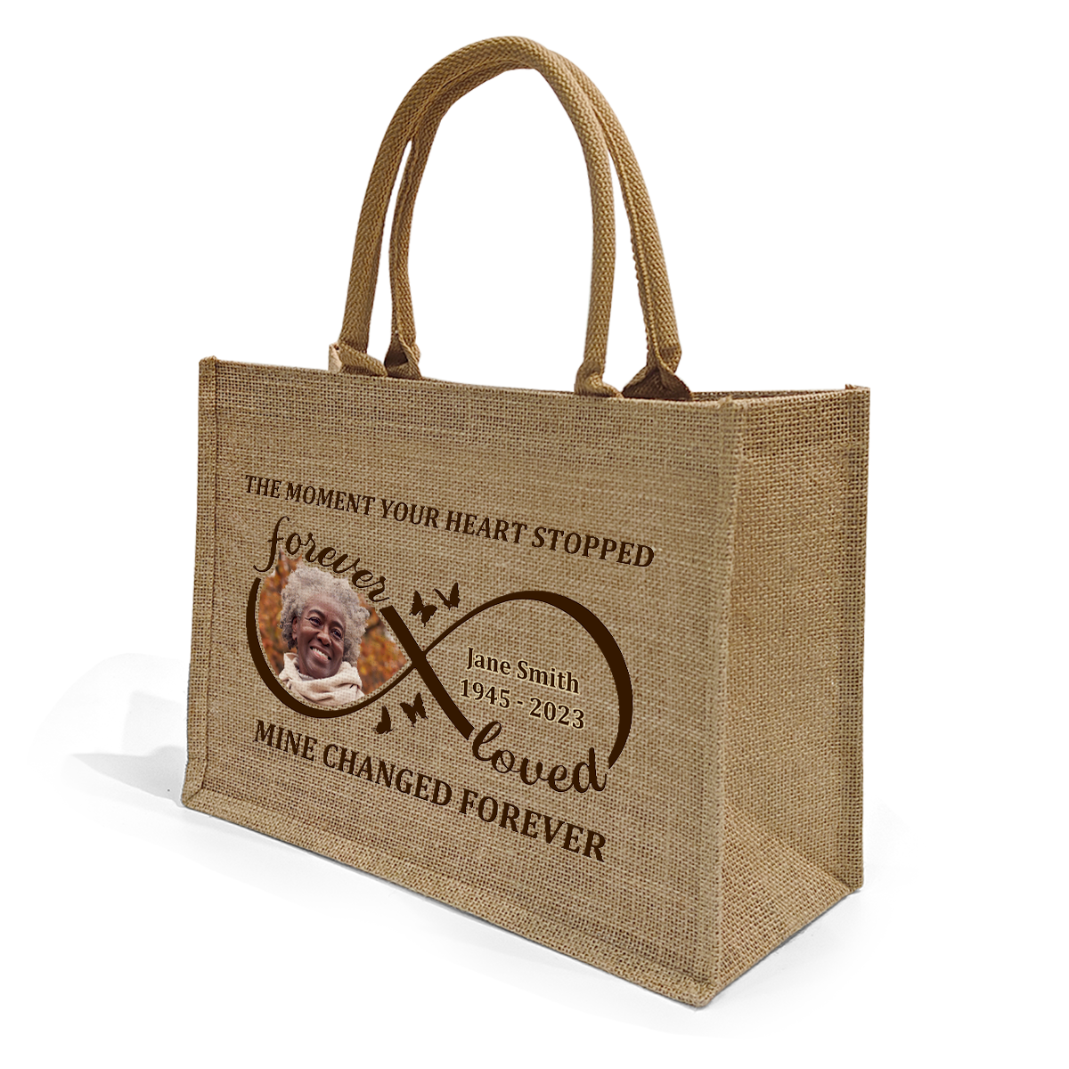 I Will Carry You With Me Until I See You Again - Personalized Jute Tote Bag