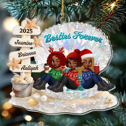 Besties And Sisters Forever - Personalized 1-Layer Acrylic Ornament